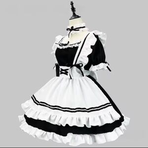 Black and White Lolita Maid Costume Cosplay Costumes